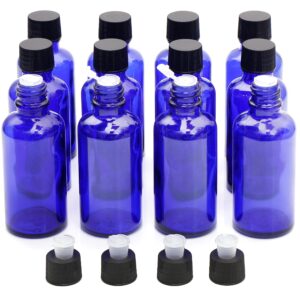 youngever essential oils bottles, 12 pack 2 ounce blue glass vials bottles with orifice reducers and black caps