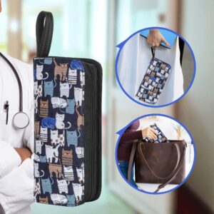 Damero Hard Stethoscope Case Holds 2 Stethoscopes, Stethoscope Carrying Case Compatible with 3M Littmann/ADC/Omron/MDF Stethoscope and Accessories, Blue Cats