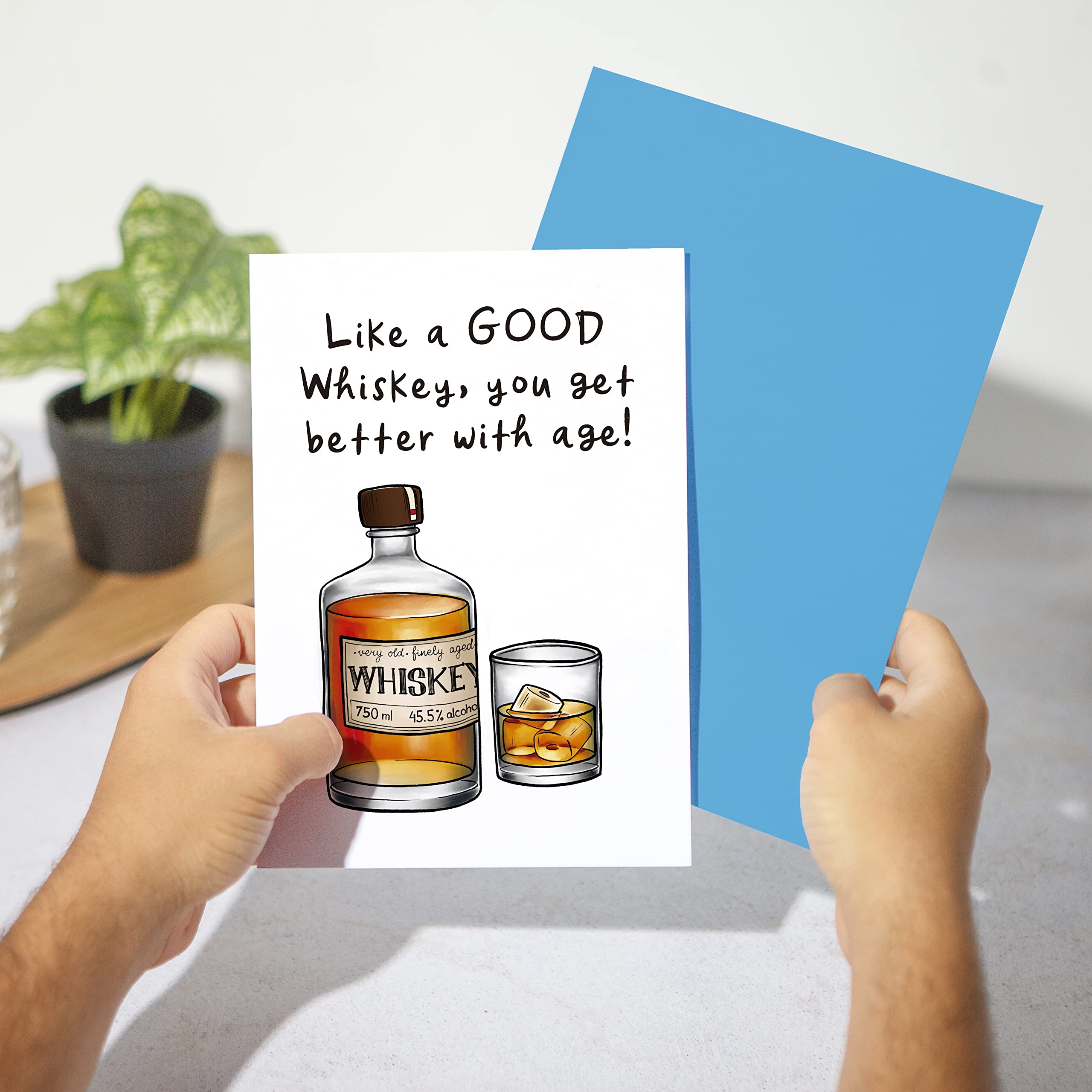 Huxters Birthday Cards for Men – Funny Dad Birthday Cards – Whiskey Old Man Birthday Card – Grandad Happy Birthday Cards – Bourbon Husband Birthday Card - A5 Birthday Card