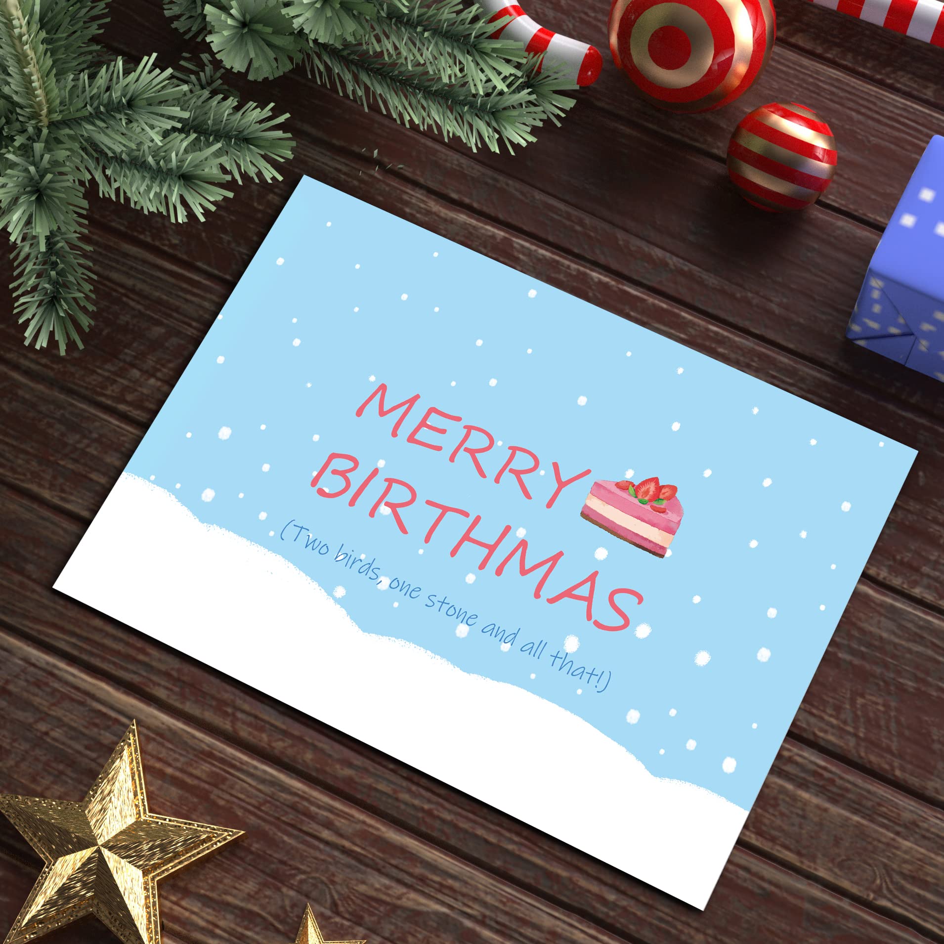 Funny December Birthday Card, Merry Birthmas Card, Christmas Birthday Card for Friend