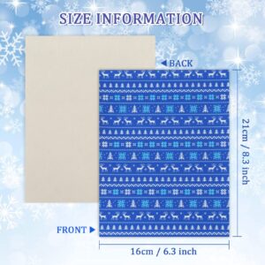 Whaline 12Pcs Winter Faux Leather Sheet Blue White Synthetic Leather Snowflake Snowman Penguin Sweater Pattern Glitter Fabric Crafts for Christmas Earring Hair Bow Craft Gift DIY, 8.3 x 6.3 Inch