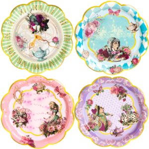 Alice and Wonderland Paper Plates and Cups Paper Saucers Mad Hatter Tea Party Alice Party Decorations Decor Baby Shower Birthday Favor Supplies