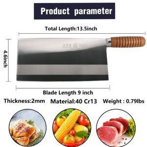 SELECT MASTER Chinese Chef Knife, Big Vegetable Cleaver, Chinese Cleaver Knife and High Carbon Steel with Non-slip Ergonomic Handle for Home and Restaurant