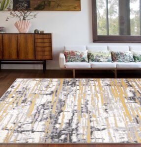 rugshop darwin vintage abstract modern area rug 5' x 7' yellow