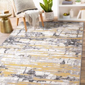 Rugshop Darwin Vintage Abstract Modern Area Rug 5' x 7' Yellow