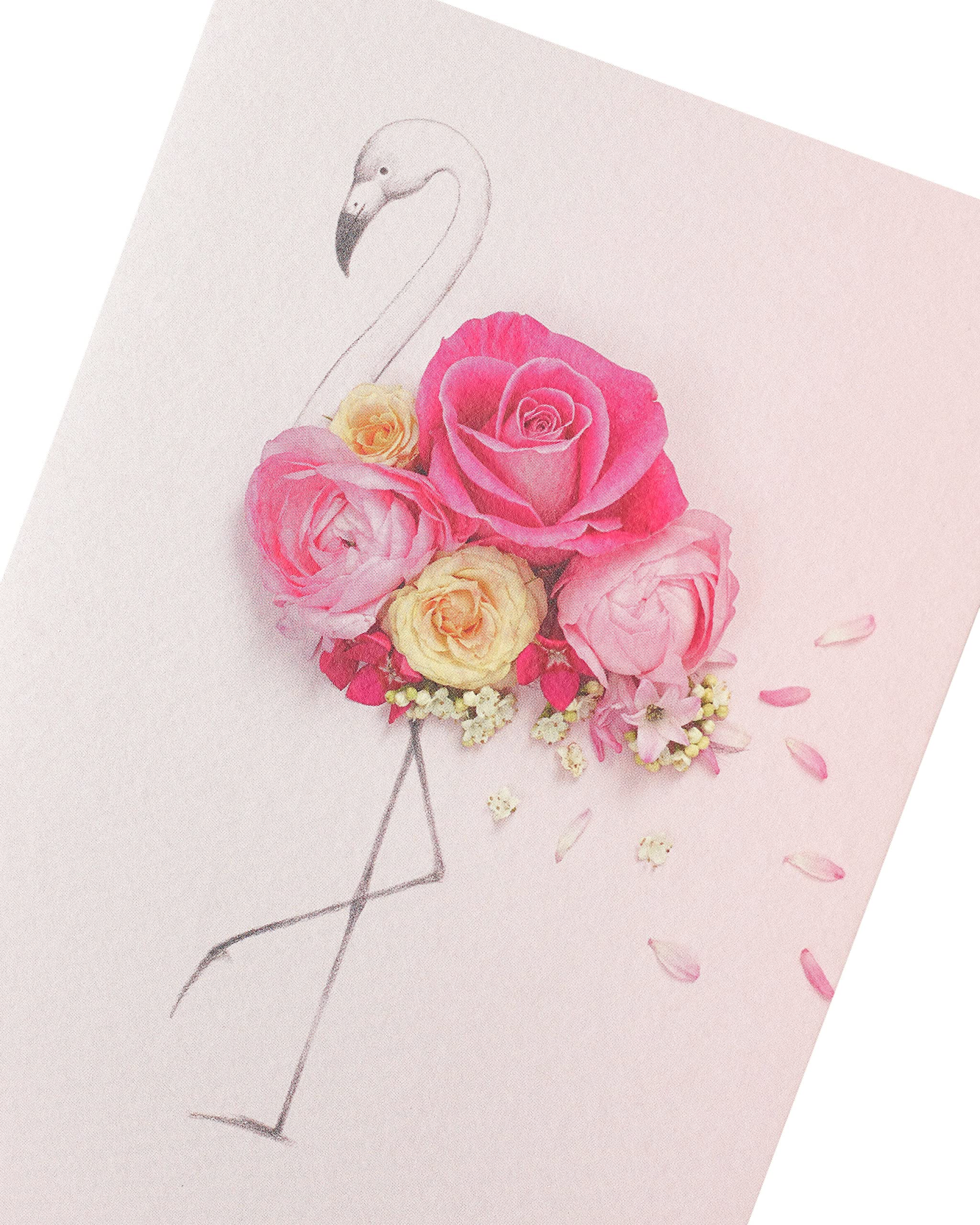 UK Greetings Birthday Card for Her - Birthday Card for Friend - Into the Meadow - Pink Floral Flamingo