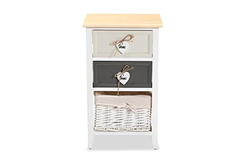 Baxton Studio Diella Modern and Contemporary Multi-Colored Wood 2-Drawer Storage Unit with Basket