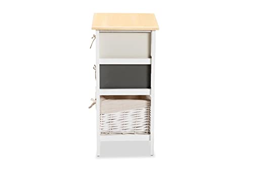 Baxton Studio Diella Modern and Contemporary Multi-Colored Wood 2-Drawer Storage Unit with Basket