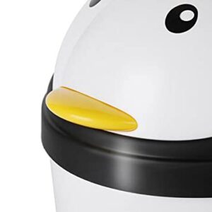 Penguin Plastic Trash Can with Lid Bedroom 7.5 Liter /2 Gallon Garbage Can Children Room Garbage Can Swing Lid Wastebasket Dustbin Organizer, White