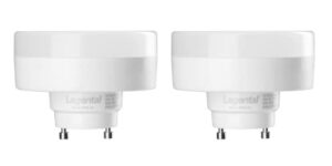 legental 10w led puck gu24 squat light bulb,18w low profile spring cfl equivalent,25000hrs lifespan,1000lm,cool white(5000k),120-277v, damp location suitable,ul listed, 2 pack