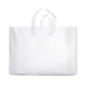 frosted plastic gift bags 50 pack 16"x12"x5" clear frosted plastic bags for small business with soft loop handles for gifts retail bags and more