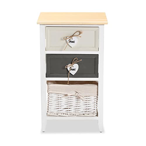 Baxton Studio Diella Modern and Contemporary Multi-Colored Wood 2-Drawer Storage Unit with Basket