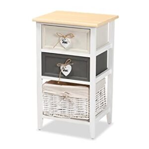 Baxton Studio Diella Modern and Contemporary Multi-Colored Wood 2-Drawer Storage Unit with Basket