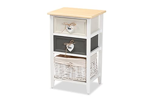 Baxton Studio Diella Modern and Contemporary Multi-Colored Wood 2-Drawer Storage Unit with Basket