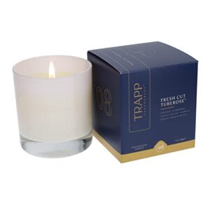 Trapp - No. 8 Fresh Cut Tuberose - 7 oz. Signature Candle - Aromatic Home Fragrance with Floral Scent of French Tuberose, Heady White Florals, & Fresh Green Notes Notes - Petrolatum Wax