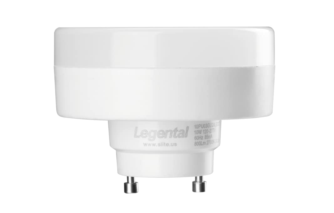 Legental 10w LED Puck GU24 Squat Light Bulb,18w Low Profile Spring CFL Equivalent,25000hrs Lifespan,1000LM,Cool White(5000K),120-277V, Damp Location Suitable,UL Listed, 2 Pack