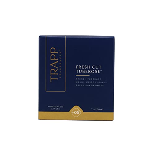 Trapp - No. 8 Fresh Cut Tuberose - 7 oz. Signature Candle - Aromatic Home Fragrance with Floral Scent of French Tuberose, Heady White Florals, & Fresh Green Notes Notes - Petrolatum Wax