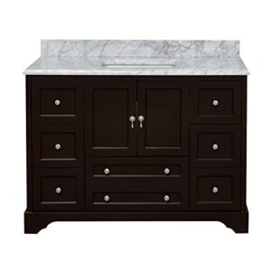 Madison 48-inch Bathroom Vanity (Chocolate/Carrara): Includes Chocolate Cabinet with Authentic Italian Carrara Marble Countertop and White Ceramic Sink