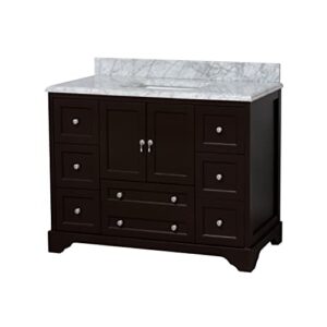 Madison 48-inch Bathroom Vanity (Chocolate/Carrara): Includes Chocolate Cabinet with Authentic Italian Carrara Marble Countertop and White Ceramic Sink