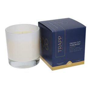 trapp - no. 8 fresh cut tuberose - 7 oz. signature candle - aromatic home fragrance with floral scent of french tuberose, heady white florals, & fresh green notes notes - petrolatum wax