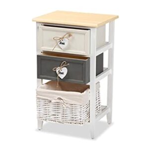 Baxton Studio Diella Modern and Contemporary Multi-Colored Wood 2-Drawer Storage Unit with Basket