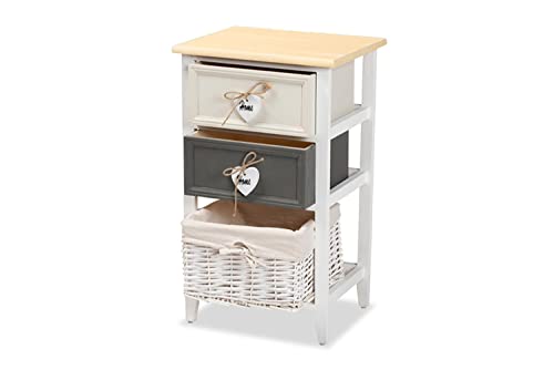 Baxton Studio Diella Modern and Contemporary Multi-Colored Wood 2-Drawer Storage Unit with Basket