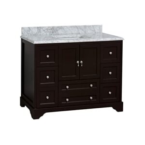 Madison 48-inch Bathroom Vanity (Chocolate/Carrara): Includes Chocolate Cabinet with Authentic Italian Carrara Marble Countertop and White Ceramic Sink