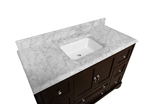 Madison 48-inch Bathroom Vanity (Chocolate/Carrara): Includes Chocolate Cabinet with Authentic Italian Carrara Marble Countertop and White Ceramic Sink