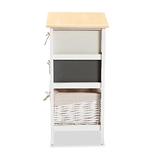 Baxton Studio Diella Modern and Contemporary Multi-Colored Wood 2-Drawer Storage Unit with Basket