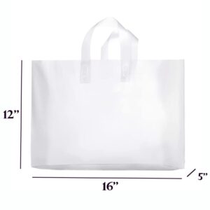 Frosted Plastic Gift Bags 50 PACK 16"x12"x5" Clear Frosted Plastic Bags For Small Business With Soft Loop Handles For Gifts Retail Bags And More