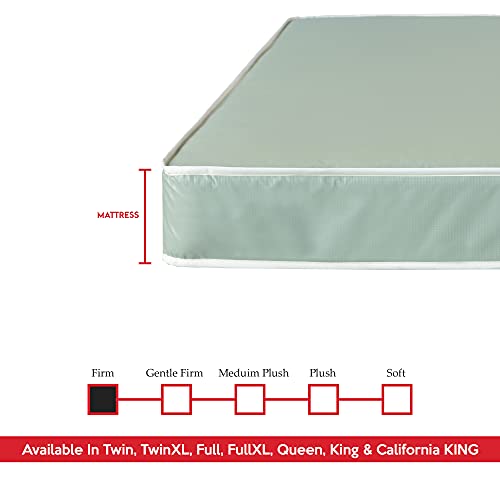 Treaton Pressure Relieving & Cooling High Density Foam King Mattress - 9-inch Water Proof Vinyl Medium Firm Tight Top Pocketed Coil Rolled Hybrid Mattres - Bed in Box, Green