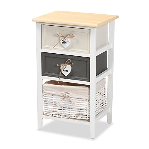 Baxton Studio Diella Modern and Contemporary Multi-Colored Wood 2-Drawer Storage Unit with Basket