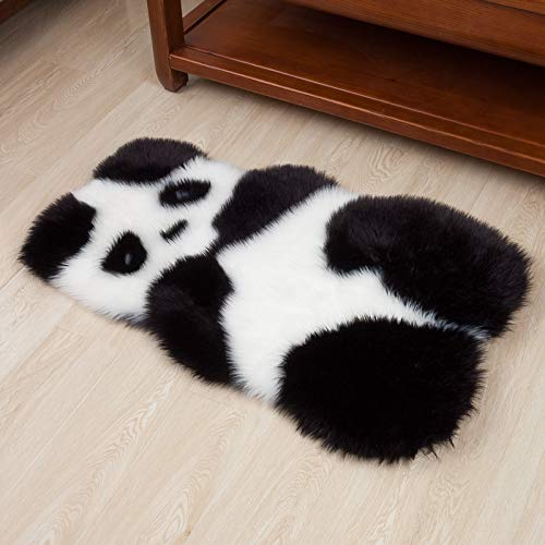 XIANGYUNLAI Panda Mat, 2x3ft Panda Rug, Shag Area Rug Soft Fluffy Faux Fur Rugs Funny Animal Shape for Home Floor Sofa Mat Living Room Kids Bedroom