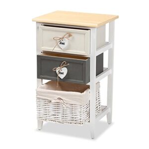 Baxton Studio Diella Modern and Contemporary Multi-Colored Wood 2-Drawer Storage Unit with Basket