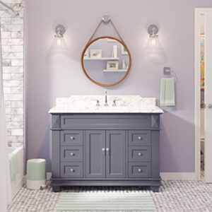 Elizabeth 48-inch Bathroom Vanity (Marine Gray/Carrara): Includes Marine Gray Cabinet with Authentic Italian Carrara Marble Countertop and White Ceramic Sink