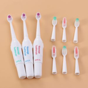 UKCOCO Dog Toothbrush Soft Bristles Pet Electric Toothbrush 3pcs Puppy Long Handle Tooth Brush with 6pcs Brush Heads for Pet Oral Care Cleaning (Random Color No Battery)