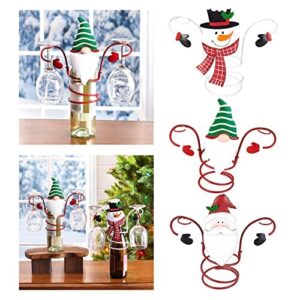 Christmas Wine Glass Holder Wine Racks Counter top Freestanding Metal, Uniquie Ornament for Home Decor & Kitchen Storage Rack, Bar, Wine Cellar, Shelves, Counter, Cabinet, Pantry (Mix)