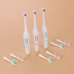 UKCOCO Dog Toothbrush Soft Bristles Pet Electric Toothbrush 3pcs Puppy Long Handle Tooth Brush with 6pcs Brush Heads for Pet Oral Care Cleaning (Random Color No Battery)