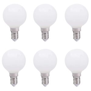 ydjoo e12 led light bulbs 3w g50 globe light bulbs 30 watt equivalent warm white 3000k e12 candelabra base glass round vanity light bulbs for mirror makeup bathroom, 6 pack