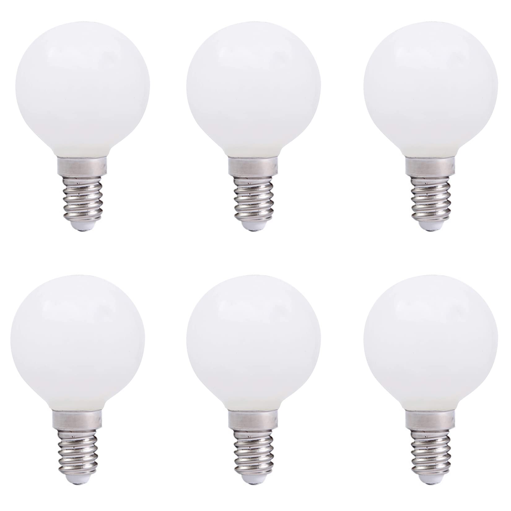 YDJoo E12 LED Light Bulbs 3W G50 Globe Light Bulbs 30 Watt Equivalent Warm White 3000K E12 Candelabra Base Glass Round Vanity Light Bulbs for Mirror Makeup Bathroom, 6 Pack