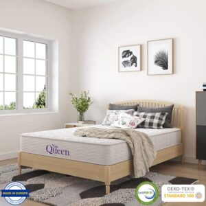 NapQueen 8 Inch Innerspring Full Size Medium Firm Memory Foam Mattress, Bed in a Box White