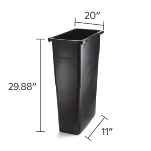 Slim Plastic Trash Can with no Lid, Black, 23 Gal.