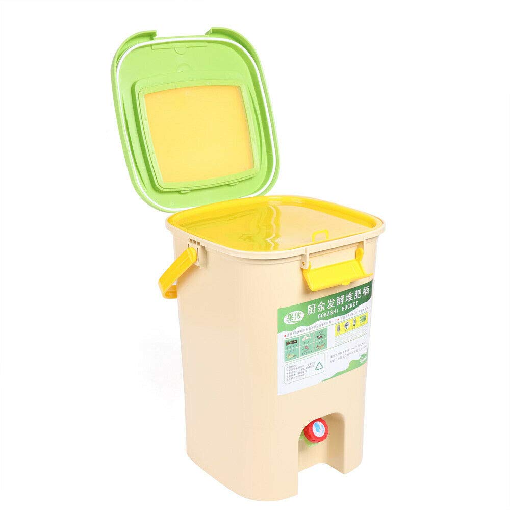 Food Waste Compost Bin, 21L Bokashi Bucket Kitchen Food Waste Bucket Recycle Composter Aerated Compost Bin Portable Indoor Storage Composting Collector Container Trash Pail