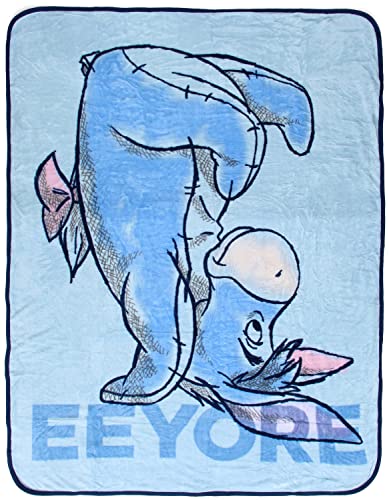 Disney Winnie The Pooh Eeyore Handstand Micro Raschel Fleece Throw Blanket 48" x 60"