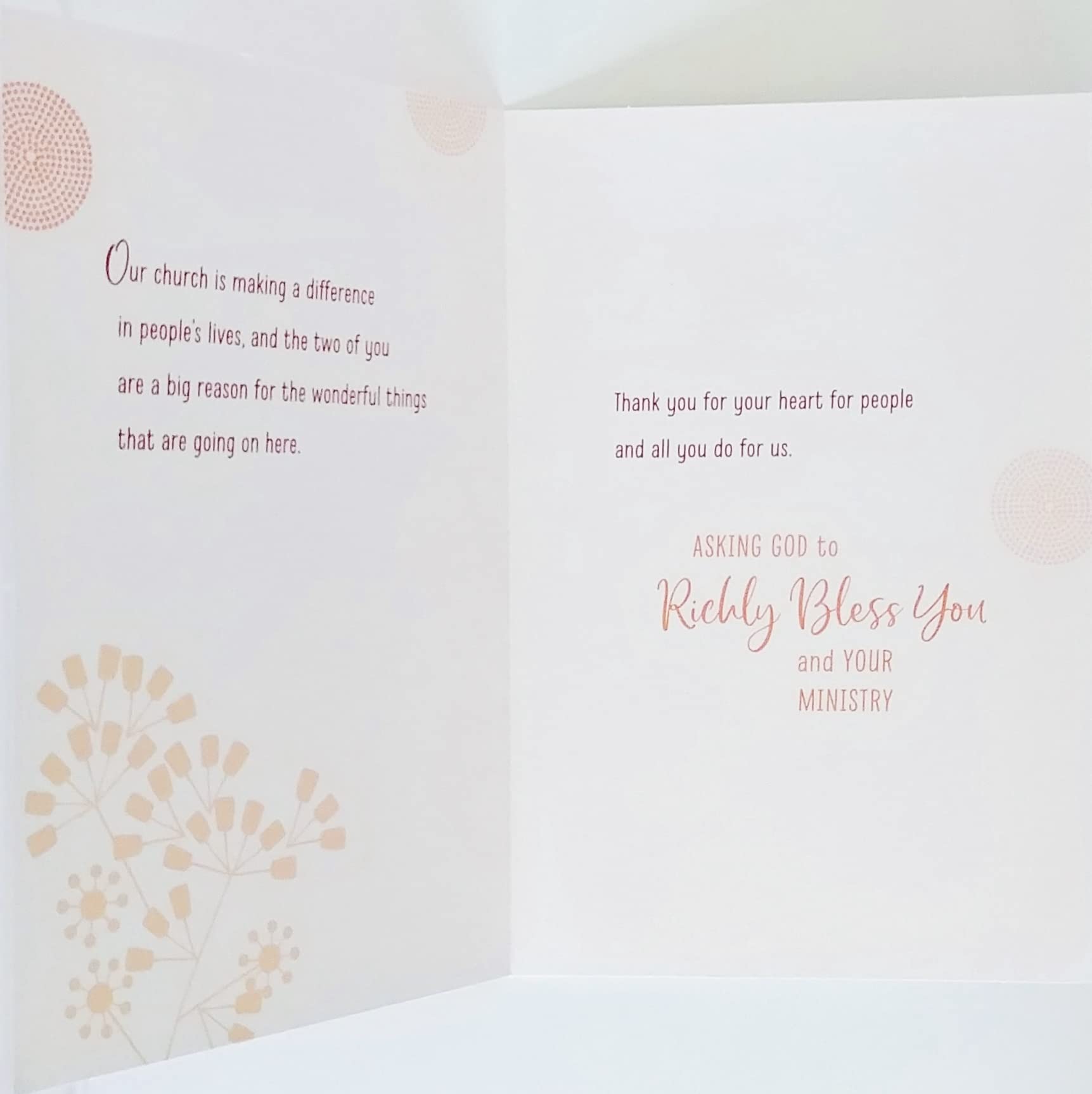 Greeting Card Thanking God For Both of You - Pastor and Wife Ministry Clergy Appreciation Thank You For Your Heart For People And All You Do For Us