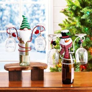 Christmas Wine Glass Holder Wine Racks Counter top Freestanding Metal, Uniquie Ornament for Home Decor & Kitchen Storage Rack, Bar, Wine Cellar, Shelves, Counter, Cabinet, Pantry (Mix)