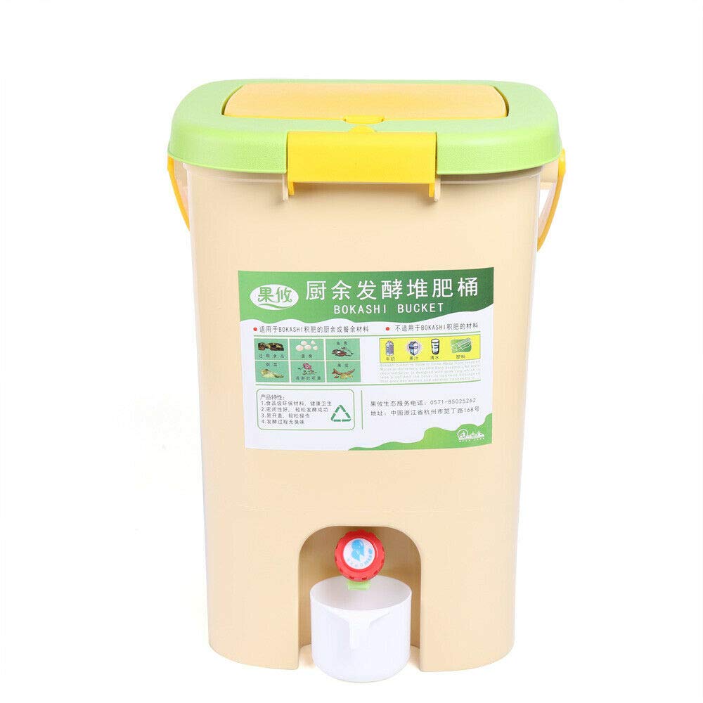 Food Waste Compost Bin, 21L Bokashi Bucket Kitchen Food Waste Bucket Recycle Composter Aerated Compost Bin Portable Indoor Storage Composting Collector Container Trash Pail