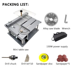 Mini Table Saw Maximum 1.38 inch Cutting Depth, 150W Multifunctional Precision Hobby Table Saw Small Cut Off Saw, for PCB/Wood/Plastic Cutting