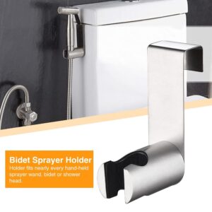 Bidet Sprayer Holder,Stainless Steel Hanging Rack Punch-Free Toilet Bidet Holder,Holder Hook Hanger for Hand Shower Toilet Bidet Sprayer,Toilet Bathroom Attachment(Sliver)