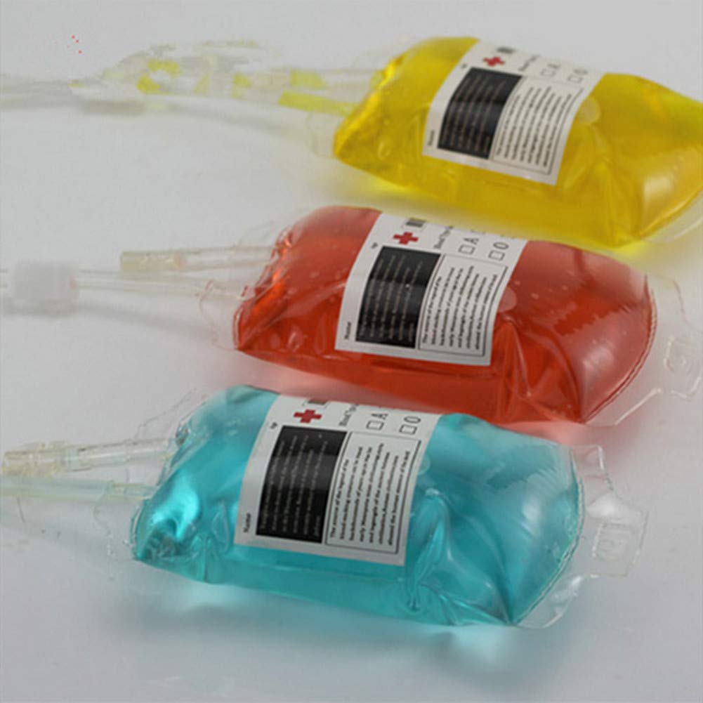 40 Packs Halloween Decorations Blood Bags for Drink, Reusable Drink Cups Containers with Syringe and Clips Pouch Prop for Doctor Nursing/RN Graduation Zombie Vampire Party Supplies